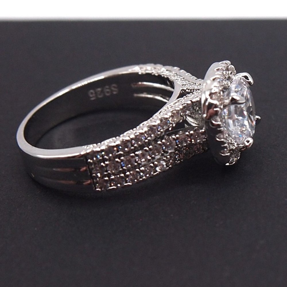 Ladies 2.50ctw  Halo Bridal Diamond Ring, 18K White Gold - Picture 15 of 15